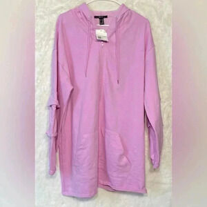 Forever 21 NWT Lounge Pajama Nightgown Pink Wear Hooded Pockets Comfy Warm Flaw*